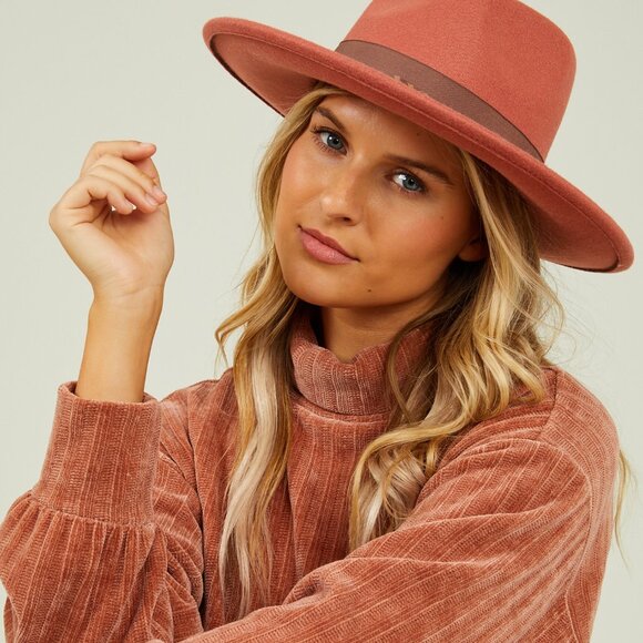 Altar\'d State Double Band Wide Brim Hat in Rust NWT main image 7
